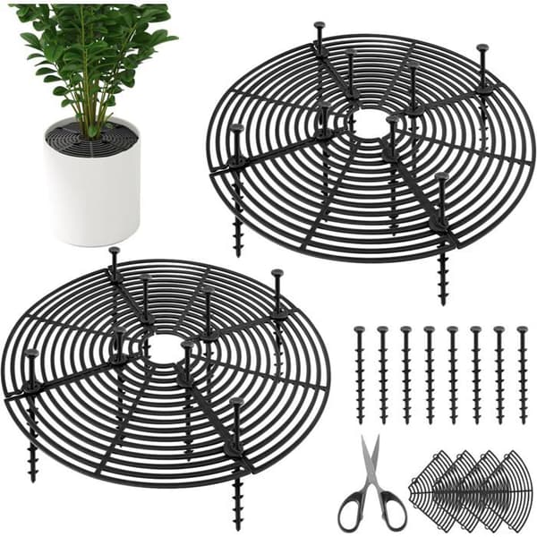 2 kuttbare ABS plantebeskyttelsesgitter, 19 cm, for innendørs og utendørs blomsterpotter