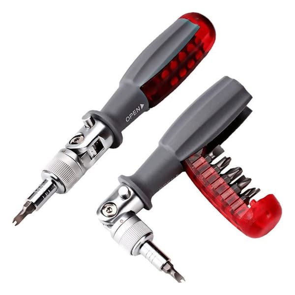 Spärrskruvmejsel med magnetisk multibit, 10 i 1