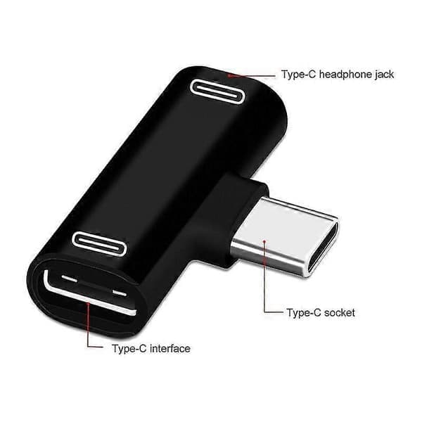 2-i-1 USB-C Splitter Type C Hann til Dobbel Type C Hunn Hodetelefonlader - Sy Sølv sølv silver