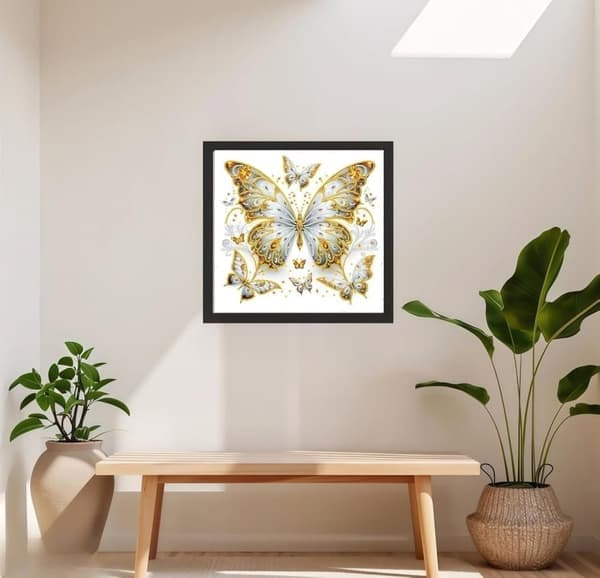 Sommerfugledesign 5D Diamantpuslespil - Specialformede Perler til Vægkunst (30x30 cm Gør-det-selv Sæt)