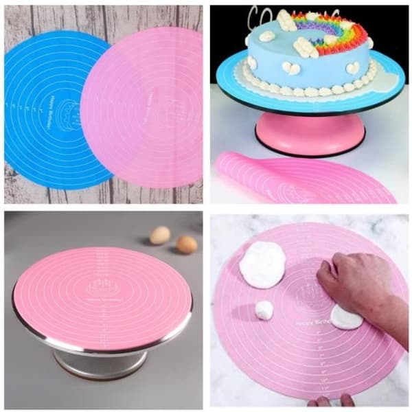 Bakematte, 30 cm silikon bakematte, med skala, rund sklisikker eltematte, til bursdag