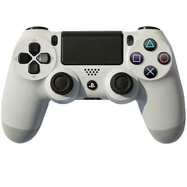 PS4 trådløs Bluetooth-kontroller – isvit, dobbel vibrasjon, oppladbar gamepad med kabel og hetter Blanc glacé