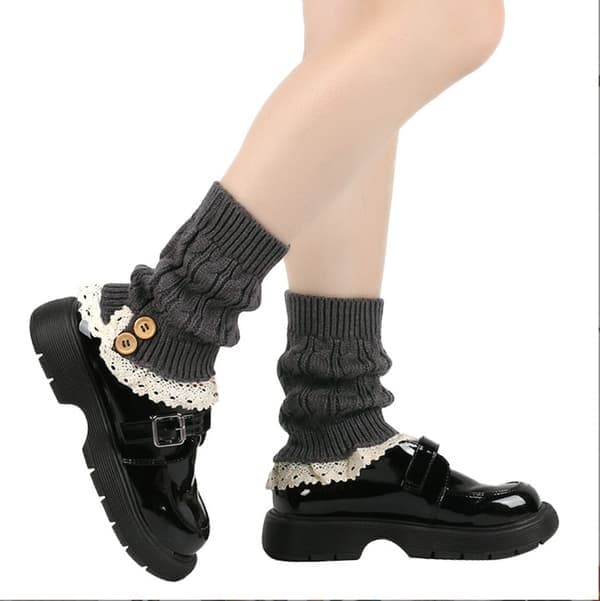 Stickade benvärmare, trendiga booties för kvinnor Mörkgrå Dark grey