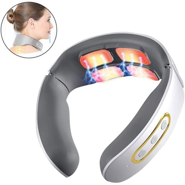 Håndfri opvarmet nakkemassager - 6 tilstande, 9 niveauer - Simuleret håndmassage - Smertelindring - Inkluderer gratis bæretaske