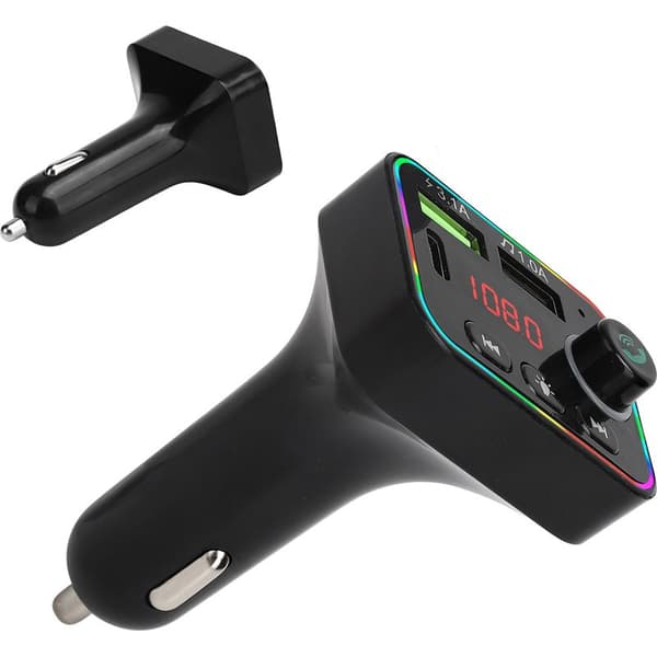 Bluetooth 5.0 FM-sender til bil, hurtig USB C-oplader og MP3-afspiller med LED-display
