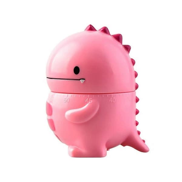 Mekanisk Mode Kökstimer Praktisk Timer Dinosaurie Matlagningstimer Perfekt för Hem Sovsalar och Utomhusaktiviteter Rosa