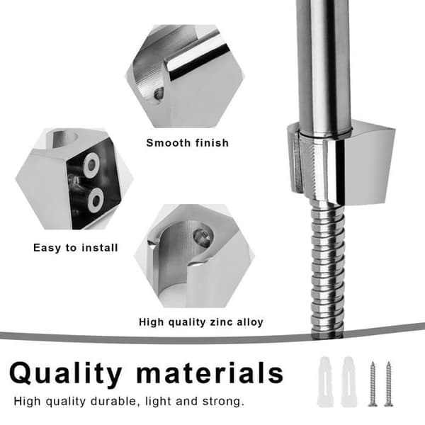 Zink brusehovedholder - 1 stk, 20-22 mm diameter, med skruer - Velegnet til badeværelse, håndbruser
