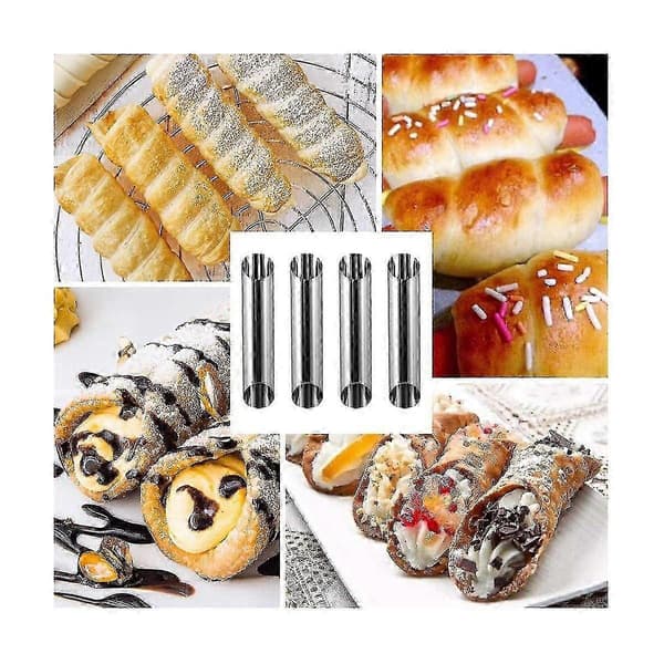 30 stk. Cannoli-rørforme Sæt Rustfrit stål Non-stick Flødehorn Danske wienerbrødsforme til skal Cr