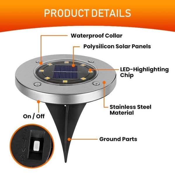 Utendørs solcellelamper - Hagedekorasjoner - 8 stk 8LED - Varmhvit - IP65
