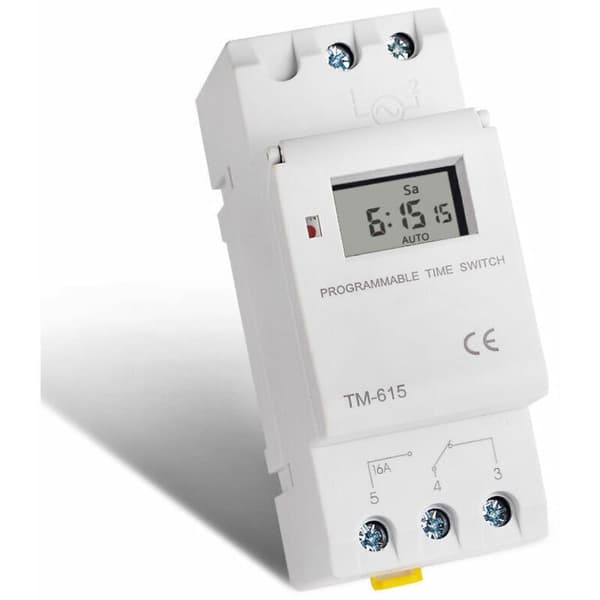 TM615-2 Programmerbar Timer, Tidsbryter, Energisparing, Tidskontroll, DIN-skinne Montering, 220V AC