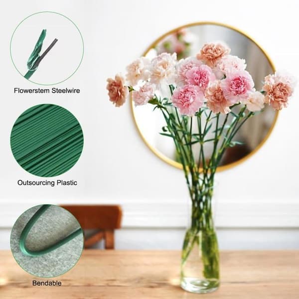 Kunstige grønne blomsterstængler - 100 stk., 30 cm, DIY blomsterhandler buketdekoration - Velegnet til håndværk, etiket