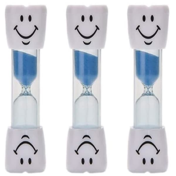 Smiley Face Tandbørstetimer - 3 minutter - Børnebadeværelsestilbehør - Blå - Pakke med 3