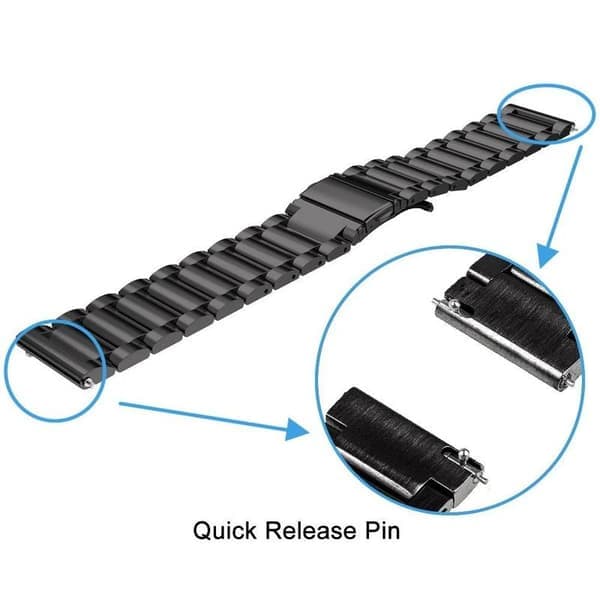 Garmin Urrem – Metalrem til Vivoactive 3/4/5, Forerunner, Venu – Vælg Bredde & Farve K-Blue-K-Black 22mm width
