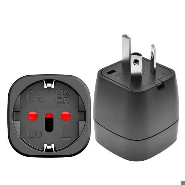 Pakke med 2 EU til Type I/CN rejseadaptere, Kina-kompatibel adapter (sort)