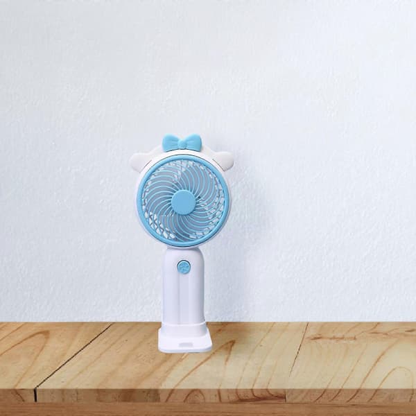 Bærbar Håndholdt Ventilator Mini Bærbar Ventilator Genopladelig Ventilator med Base Køleventilator Blue