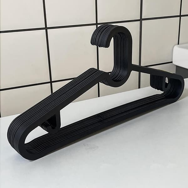 Bøjler - 10-pak slanke stabelbare pladsbesparende skridsikre - Sort Black
