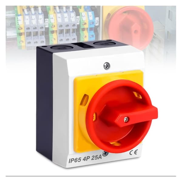 25A Drejeafbryder – 4 Poler – IP65 Beskyttelsesgrad – Til Solenergi og Ventilationssystemer