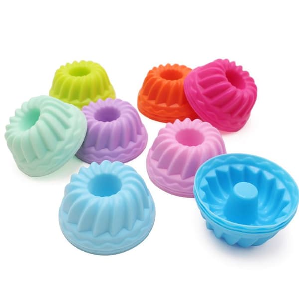 Mini silikone kugelhopf forme - 24 stk, genanvendelige, 8 farver - Velegnet til kager, chokolade, buddinger