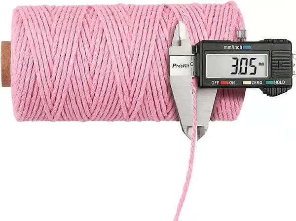 100 m Bomullssnor 3 mm Rosa
