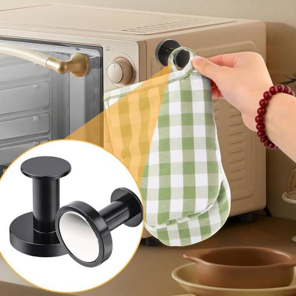 Naulakoukku - metallimagneetilla - Erittäin vahva musta seinäkoukku - 4 kappaletta