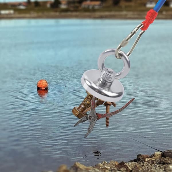 48 mm neodymmagnet – 75 kg trækkraft – Rustfrit stålhus – Epoxyharpiks til beskyttelse – Magnetfiskeri