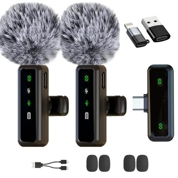 Trådløs Lavalier Mikrofon til iPhone, iPad, Android, Kamera, Computer, Bærbar, Mini Mikrofon med Støjreduktion