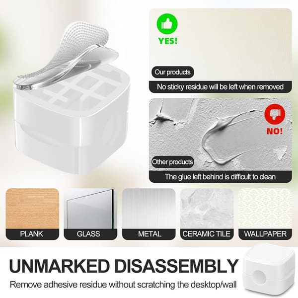 Magnetisk kabelorganisatör – 6-pack självhäftande klämmor för TV, PC, USB & HDMI-kablar – Vit