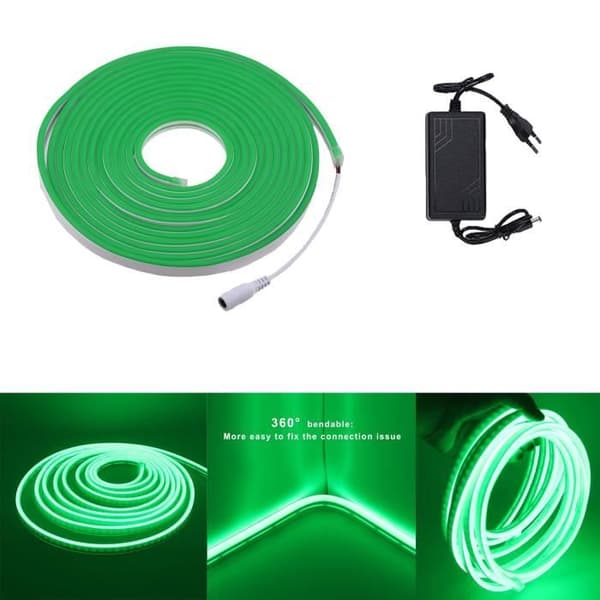 LED-list - 5M - Flexibel - IP65 Vattentät - Grön - Adapter ingår Vert