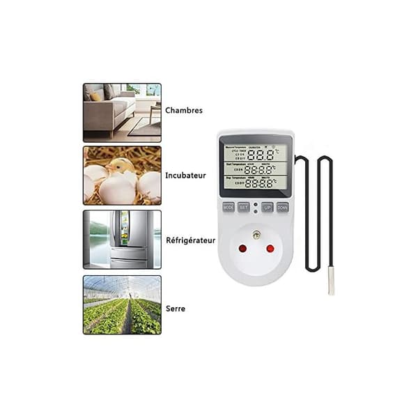 Digital termostatplugg med temperaturregulator for oppvarming og kjøling, LCD-temperaturkontrollerplugg med timer for akvarium