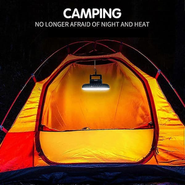 Campingventilator med LED USB Batteridrevet Ventilator til Telt Bil Nødsituation