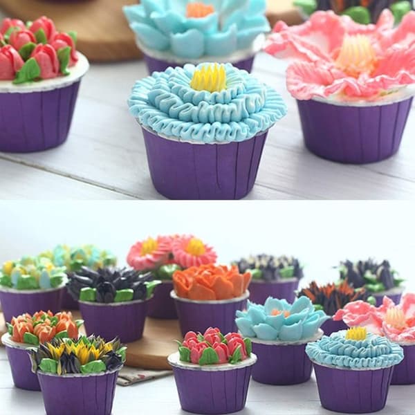 6-dels blomsterdyse-sett - konditorutstyr i rustfritt stål - egnet for cupcakes