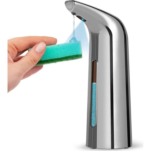 Automatisk sæbedispenser 400 ml – Infrarød sensor – IPX6 vandtæt – Sølvdesign til badeværelse og køkken