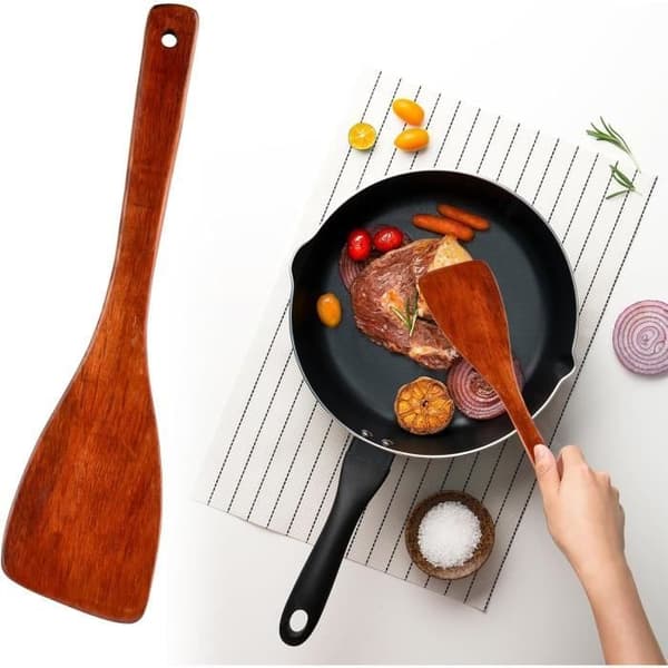 Træspatel - Non-Stick - 33cm - Køkkenredskab - Holdbar - Ridsefast