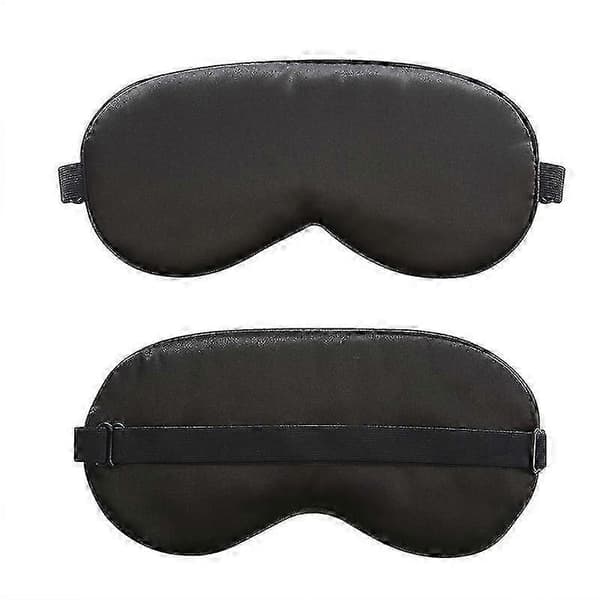Sovmask, justerbar sovmask i siden för tupplurar, resor, flygplan (2-pack svart)