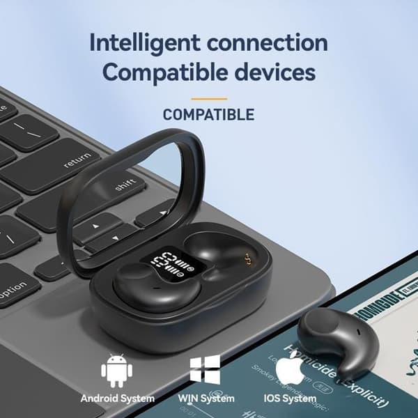 Trådløse ørepropper for støyreduksjon under søvn, Bluetooth 5.4, passer perfekt (svart)