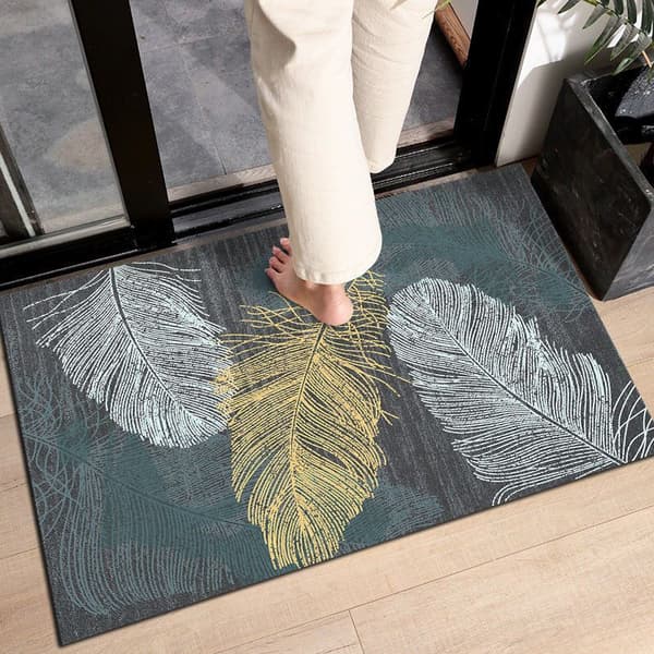 Ryamatta 80x120 cm – Blå/grå kristall sammet – Mjuk, kort lugg – Lättskött i 30°C – Dekorativ matta för vardagsrum och sovrum