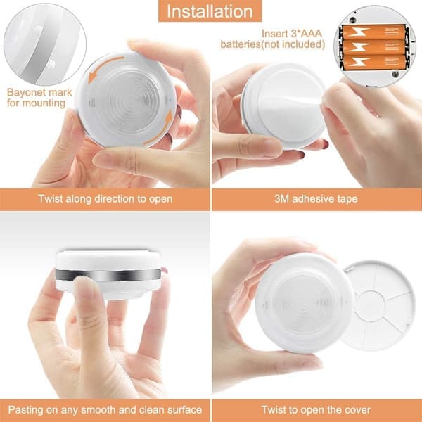 LED Puck Lights 6-pack, Remote Control, Dimmable Lamp Battery Operated Touch Cabinet Kitchen Wardrobe Lights (Batteries Not Included)