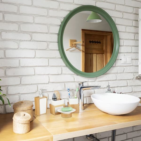4-delat badrumsset – Tvålpump, Tvålkopp, 2 Tumblers – Keramik och Bambu – Elegant Design