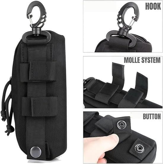 Bærbart brilleetui - MOLLE System solbrilleetui - Stødsikkert etui - Bærbart brilleetui - Briller med bælteclips (Ét stykke - Sort)