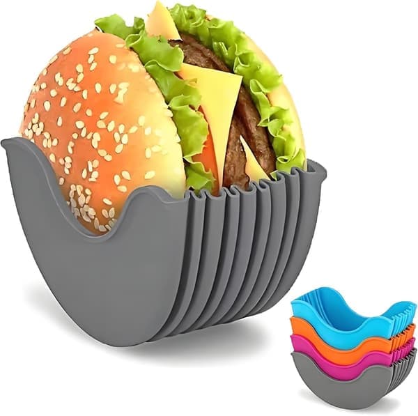 4-pack silikon, expanderbara hamburgerhållare; justerbar storlek hamburgerhållare
