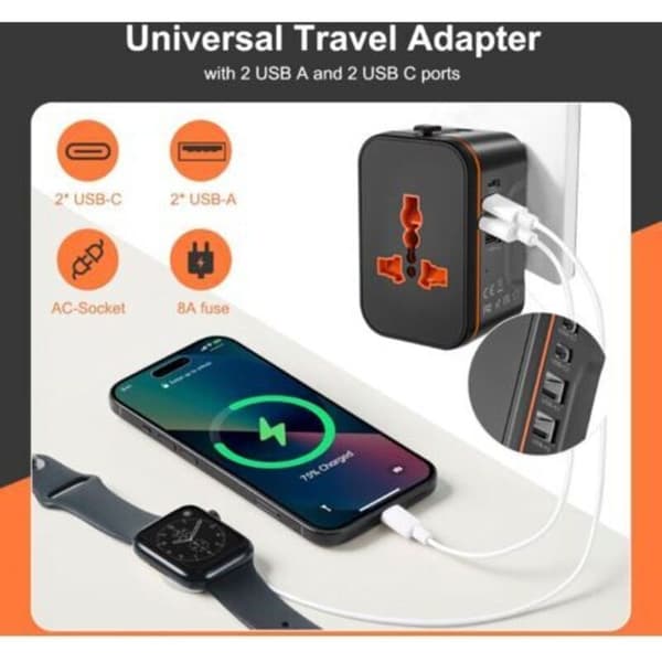 Universal reseadapter, universal reseadapter med 2 USB och 2 USB-C