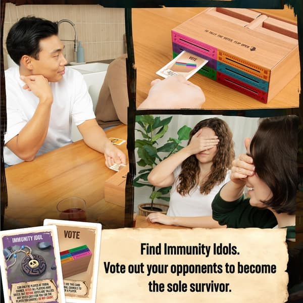 Exploding Kittens Survivor familjespel, 8+ skurk, 3-6 spelare, perfekt för vuxna och barn