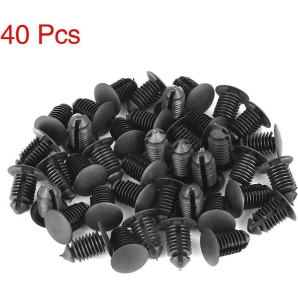 40 stk. 10 mm huldiameter plastbolte nitter clips befæstelseselementer sorte til bil