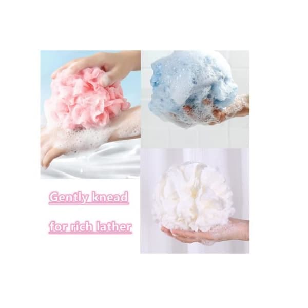 Duschsvamp - Mjukhet - XL badblomma - Vit, Rosa, Blå - Skonsam exfoliering - Rikt lödder