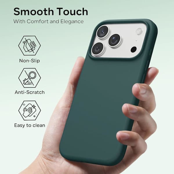 Flytende silikondeksel til iPhone 17 Pro, støtsikkert mykt telefondeksel, full beskyttelse, lys grå lys grå iPhone 17 Pro Light grey iPhone 17 Pro
