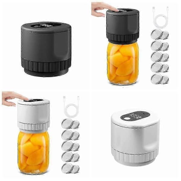 Mason Jar Vakuumförseglare - Elektrisk Mason Jar Förseglare Vakuumförseglingskit Black