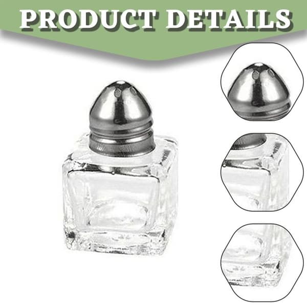 Sæt med 24 mini salt- og peberbøsser (glas og rustfrit stål, 15 ml)