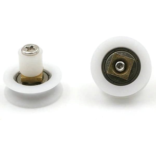 Sæt med 8 brusedørsruller, nylon og POM, 22,5 mm, til brusekabine