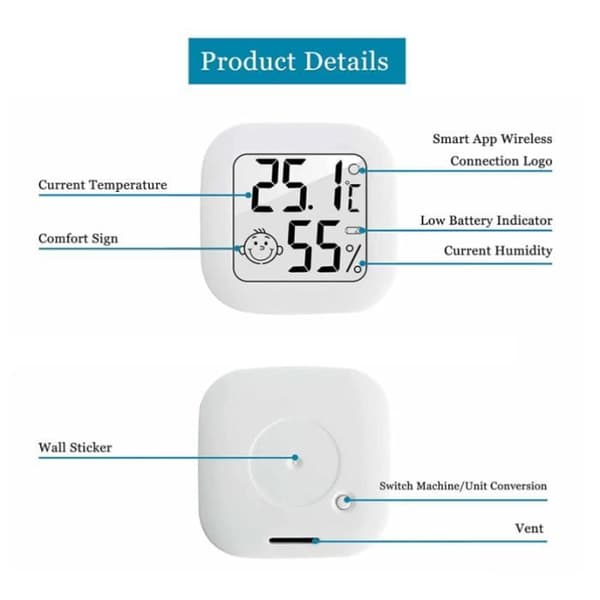 Termometer Hygrometer - Mini Digital - Rækkevidde -50 til 70 ℃ - Bærbar - 4 STK