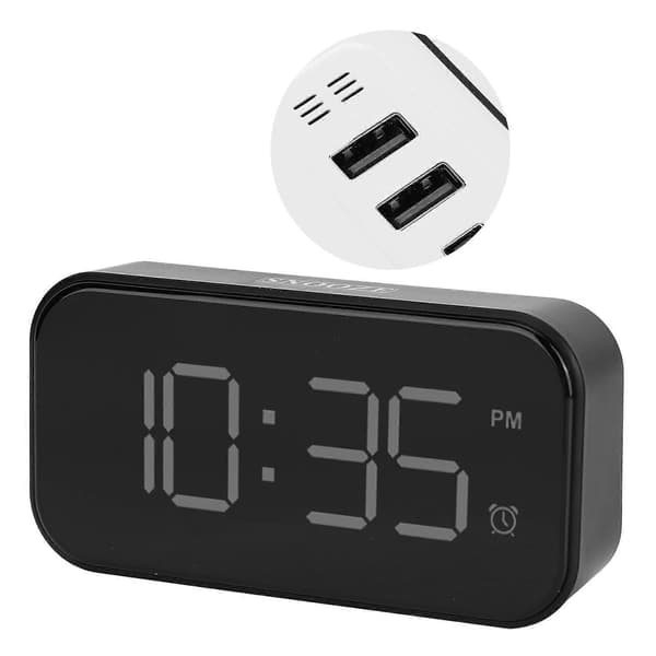 SSRGV USB LED Digital Touch Väckarklocka 12/24H Bärbar Sängklocka för Hem Sovrum Resa Vit